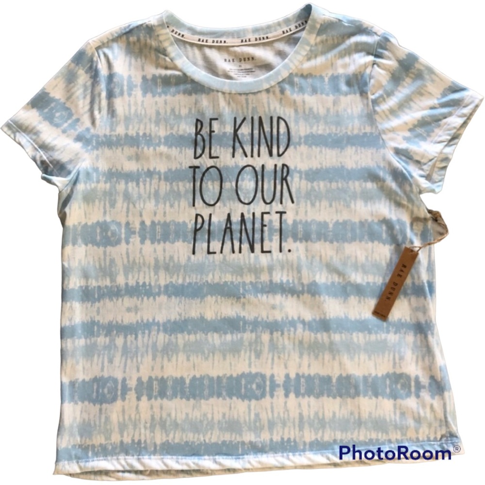 Rae Dunn 'Be Kind To Our Plane't Tie Dye T Shirt XL Top Nwt